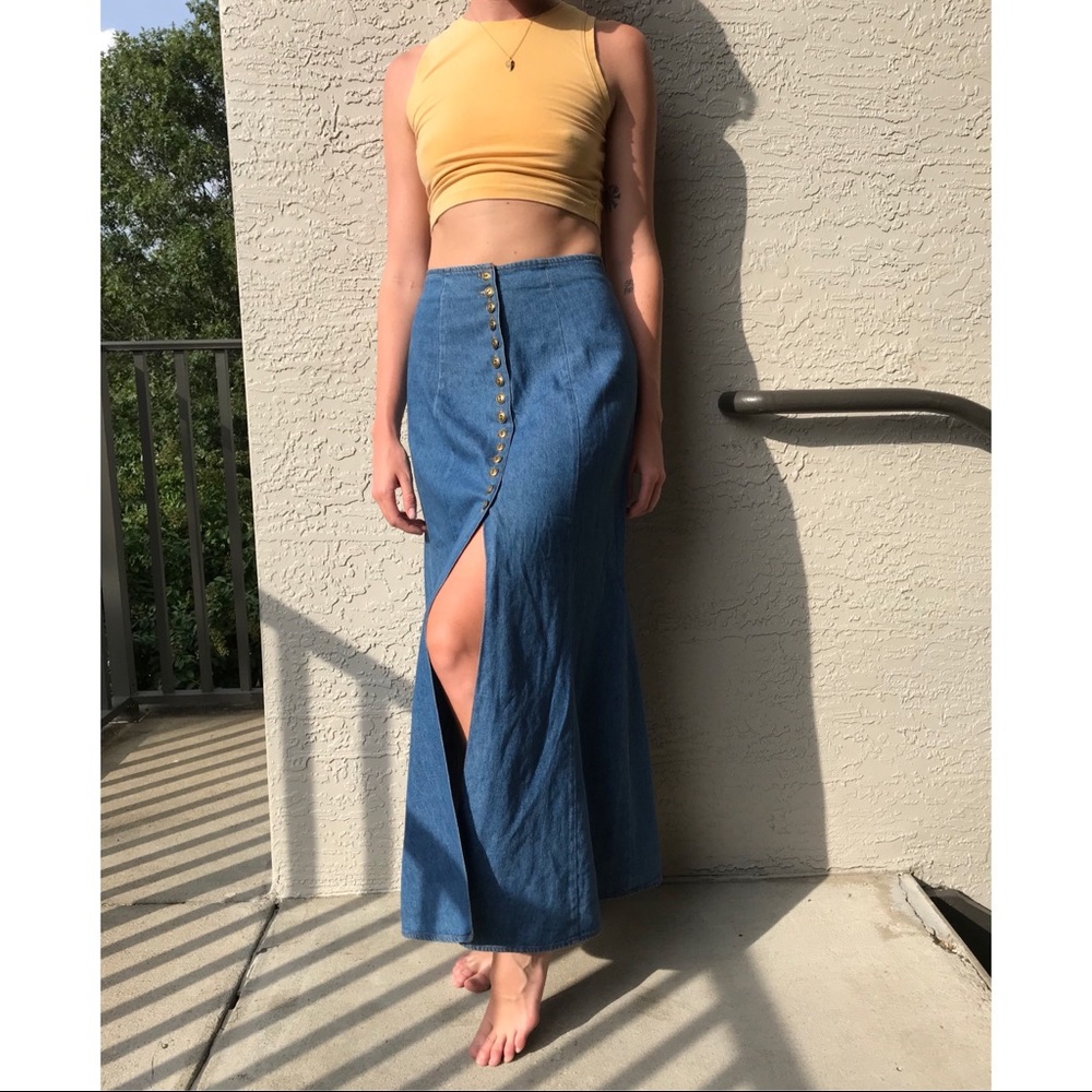 denim maxi skirt